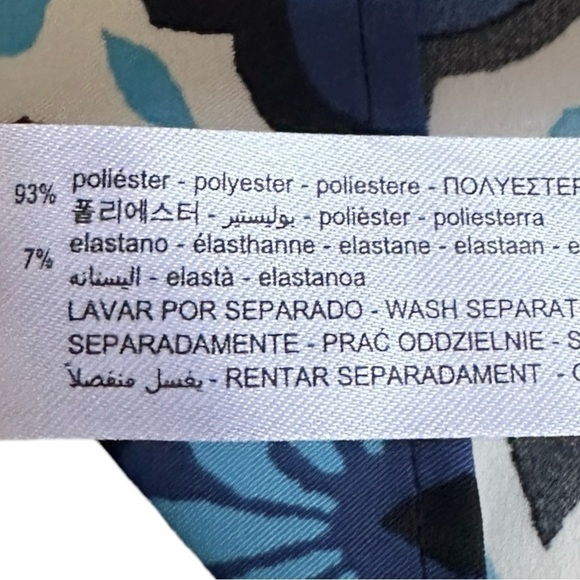 Zara Retro Belted Mini Dress XS NWT Blue 60s 70s Mod Print Long Sleeve High Neck - Picture 10 of 12